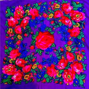 30” x 29” purple flowered scarf